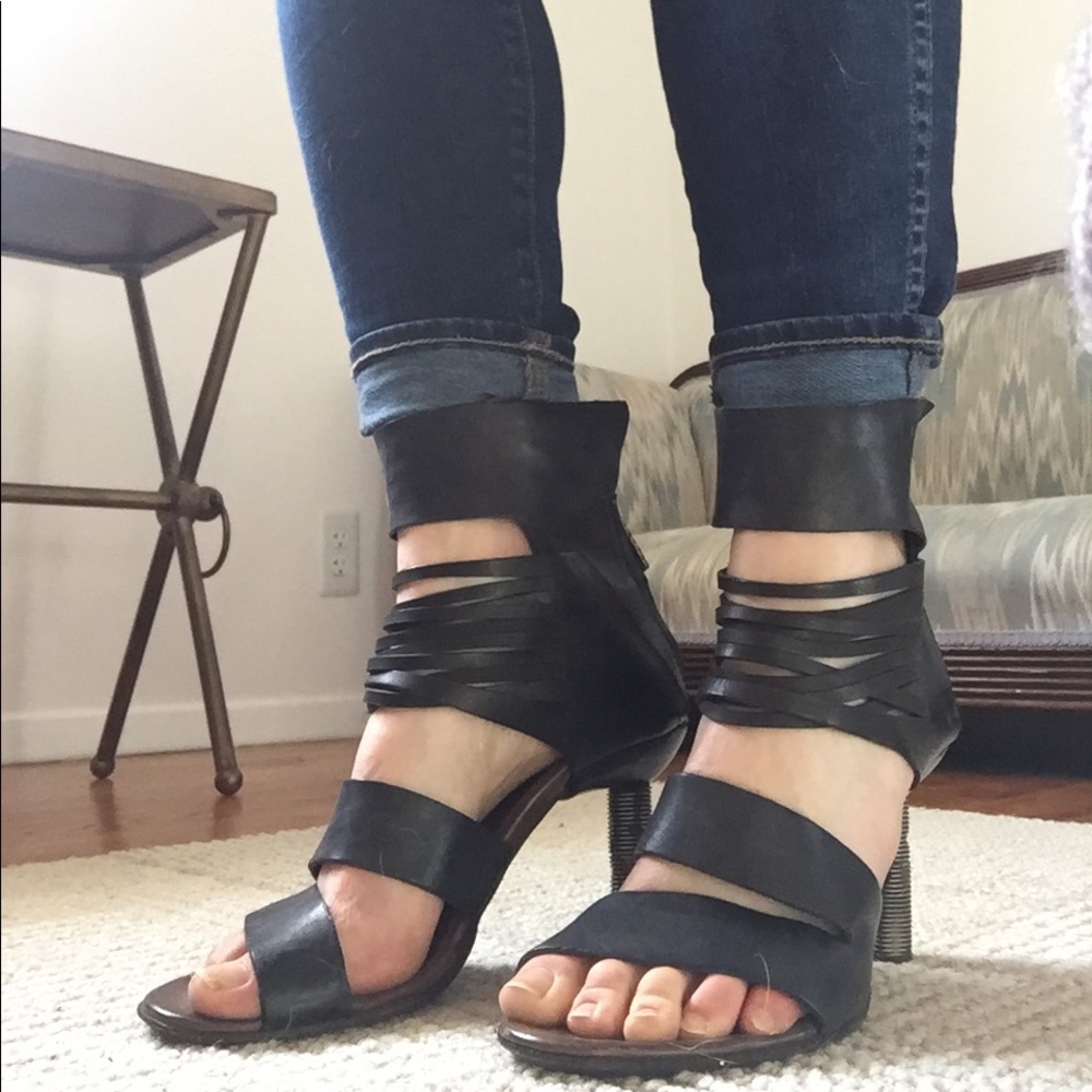 A.S. 98 Black Leather Heels